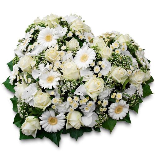 Cœur de fleurs variées blanches