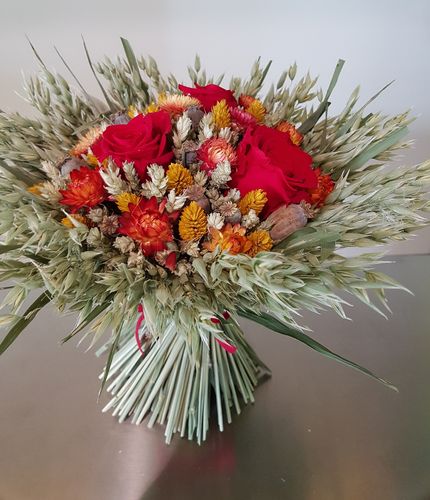 Bouquet séché rouge et orange Taille S
